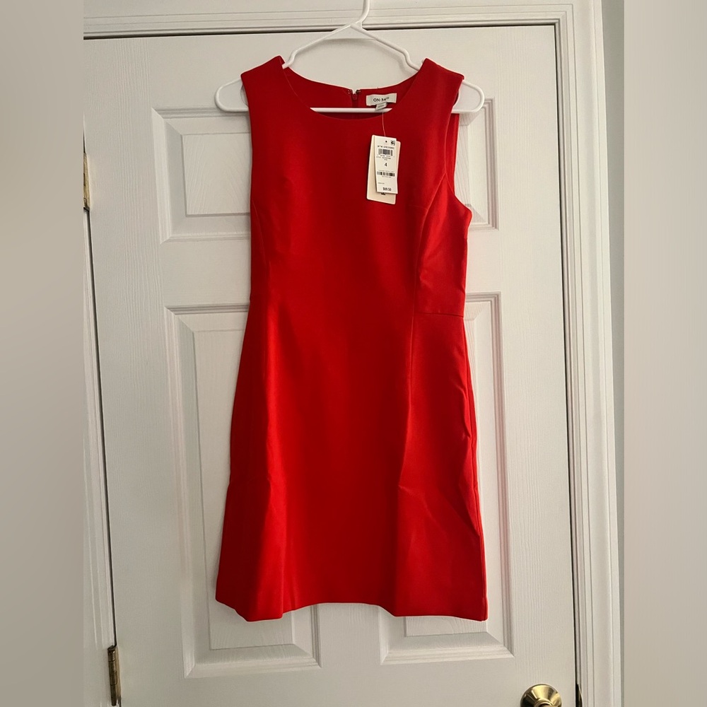 NWT - On 34th women’s double-weave red sheath dress, size 4